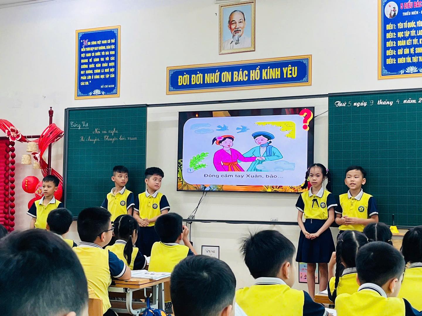 TIẾT Tiếng Việt: Nói và nghe – Kể chuyện: Chuyện bốn mùa Sáng hôm nay, lớp 2C đã có một tiết học thật đặc biệt, tràn đầy niềm vui cùng cô giáo Phạm Khánh Linh